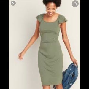 Old Navy Ruffle Trim Ponte Knit Sheath Dress EUC